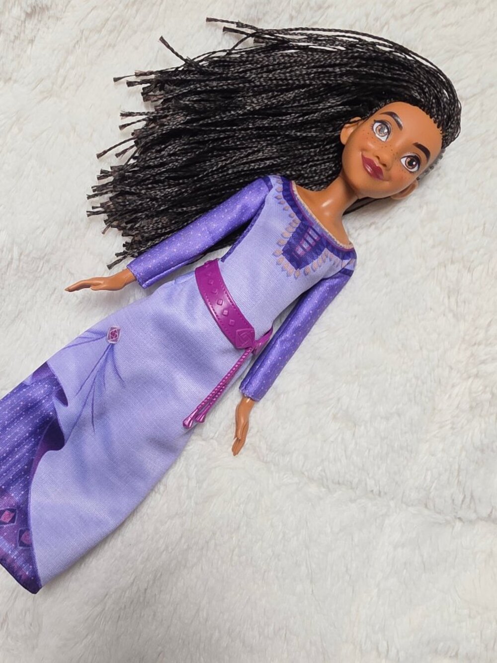 Disney Wish Asha of Rosas Fashion Doll Purple Dress Braided Hair 11" Loose